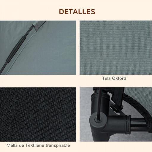 Cama Elevada para Mascotas con Toldo Extraíble Tela Transpirable al Aire Libre para Interior y Exterior 61x46x62 cm Gris [2]