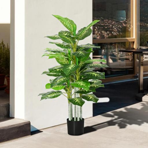 Aglaonema Artificial Planta Sintética de 120 cm con 53 Hojas Decoración para Hogar Oficina Verde [5]