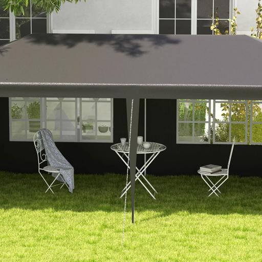 Carpa de Jardín 6x3m con 4 Paredes Laterales 2 Ventanas Visibles Cenador Gazebo de Exterior para Fiestas Eventos Gris [7]