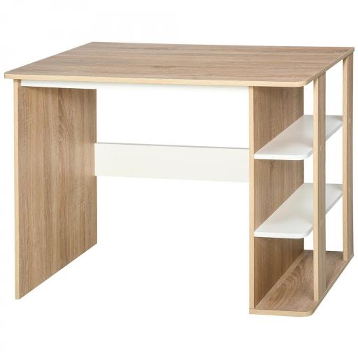 Mesa de Escritorio 2 en 1 con Estante de 3 Niveles Gran Superficie Espacio Almacenaje Amplio Mesa de Oficina Dormitorio Estudio 100x55x74 cm Madera [9]