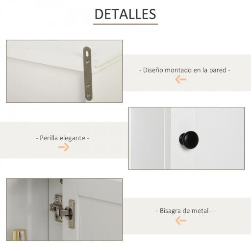 Armario de Baño de Pared Multifuncional Gabinete para Ahorro de Espacio con 3 Niveles Abiertos 1 Puerta Estante Ajustable Antivuelco 53x14,5x50,5 cm Blanco [3]