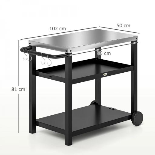 Carrito de Parrilla para Jardín o Terraza Carro de Servicio con Encimera Estantes y Ruedas para BBQ 102x50x81 cm Gris [1]
