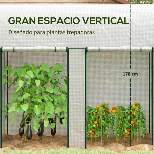 Invernadero de Exterior con Doble Puerta con Cremallera y Cubierta de PE para Cultivar Plantas 200x100x178 cm Blanco [2]