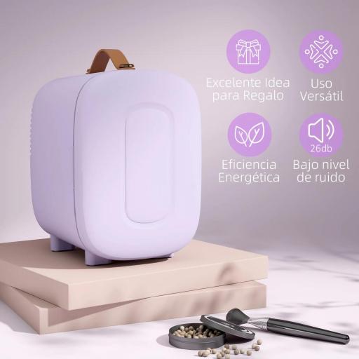 Nevera Pequeña Extrasilenciosa 4L 9V/240V para Enfriar y Calentar Mini Frigorífico 20,3x26,3x28 cm Violeta [9]