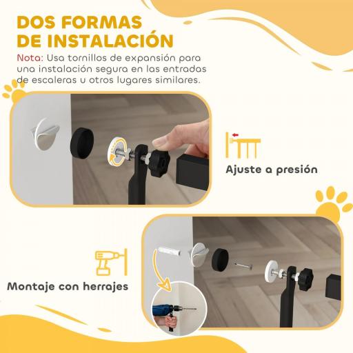 Barrera para Perros Extra Alta con Ancho Ajustable 77-104 cm Puerta para Perros con Extensiones y Puerta de Paso Negro [6]