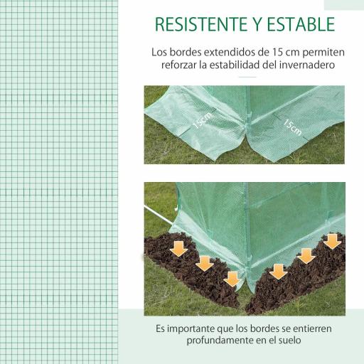 Invernadero de Túnel con 12 Ventanas Puerta Invernadero de Huerto para Cultivos Plantas Verduras Flores Verde [2]