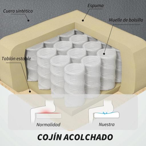 Silla de Oficina con Masaje Calor Lumbar Altura Ajustable e Inclinación Tapizada en Cuero Sintético 66x72x113-121cm Gris [6]