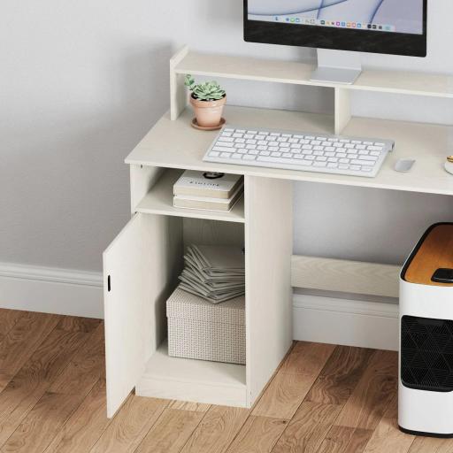 Escritorio con Estantería Moderno Escritorio con Compartimentos Abiertos Soporte para Monitor 108x50x94 cm Crema [6]