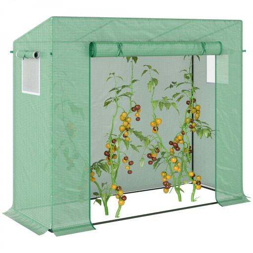 Invernadero de Exterior con Ventanas y Marco de Acero Invernadero para Cultivar Tomates Flores 200x76x168 cm Verde [8]