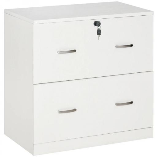 Cajonera de Oficina con 2 Cajones para Carpetas Colgantes con Cerradura y 2 Llaves 77x42x72 cm Blanco [9]