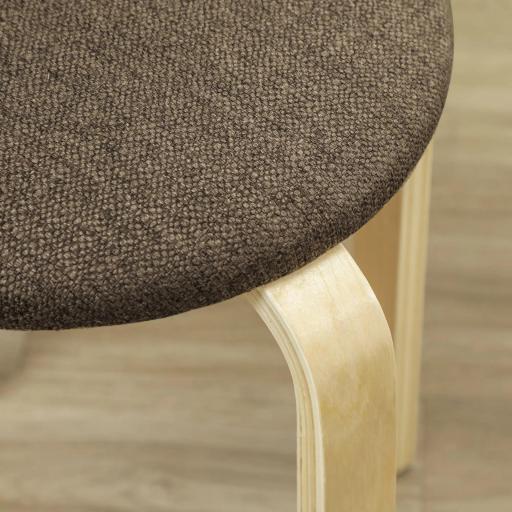 Juego de 4 Taburetes Redondos de Madera Apilables con Asiento Acolchado para Cocina Comedor Dormitorio Marrón [6]