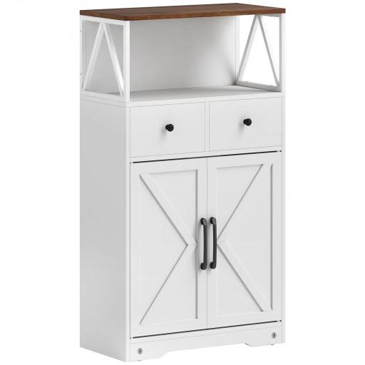 Mueble Auxiliar de Almacenaje con Estantes y Cajones Diseño Clásico para Salón Cocina o Dormitorio 60x31x108 cm Blanco [3]