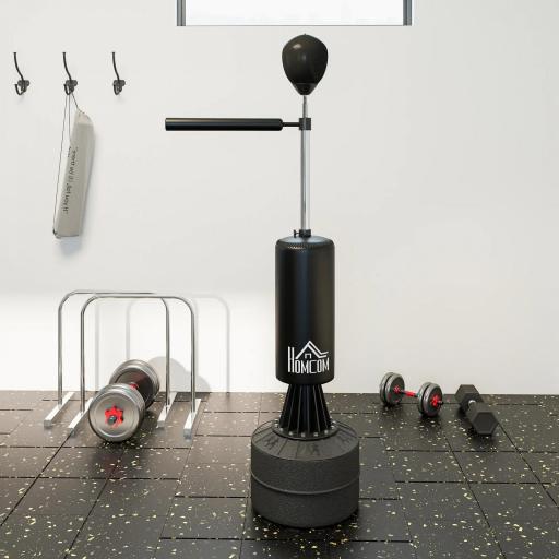 Saco de Boxeo de Pie con Bola de Velocidad y Barra Giratoria de 360° 88x48x155-205 cm Negro [8]