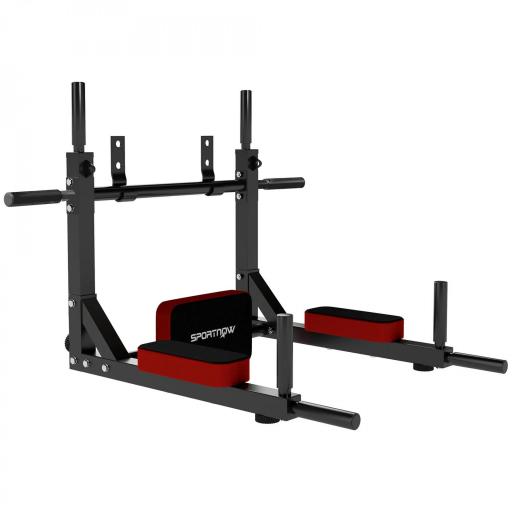 Barra de Dominadas de Pared 2 en 1 Estación Multifuncional para Gimnasio en Casa Carga 200 kg Rojo [10]