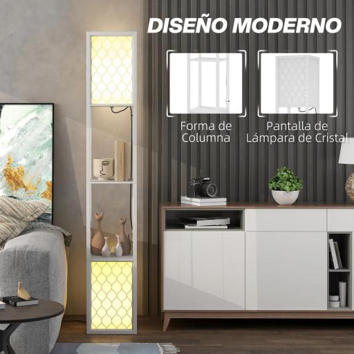 Lámpara de Pie Moderna con Estantes Pantallas de Malla e Interruptor de Cadena para Salón Dormitorio 26x26x156 cm Blanco [7]