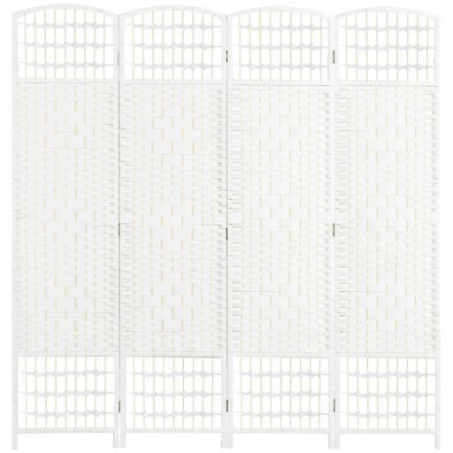 Biombo Separador de Ambientes de 4 Paneles Plegable de Cuerda de Papel 160x170cm Decoración para Dormitorio Salón Blanco [7]
