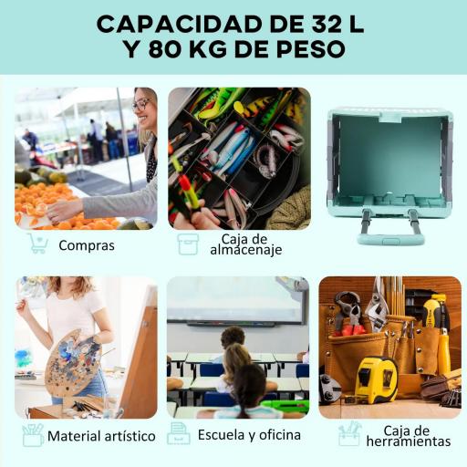 Carrito de la Compra Plegable con 2 Ruedas para Subir Escaleras Ángulo y Longitud de Mango Ajustable 48x43x95 cm Blanco [5]
