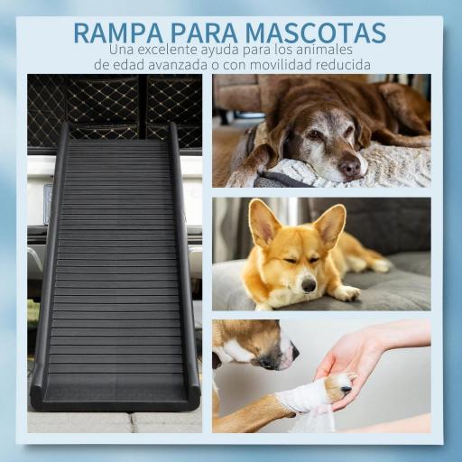 Rampa Plegable para Perros y Gatos con Almohadillas Antideslizantes para Coche Cama Sofá 155x39x14 cm Negro [4]