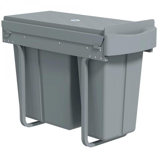 Cubo de Basura bajo Fregadero 2 Contenedores de Reciclaje Extraíble 20L+10L Deslizamiento Suave Gris [9]