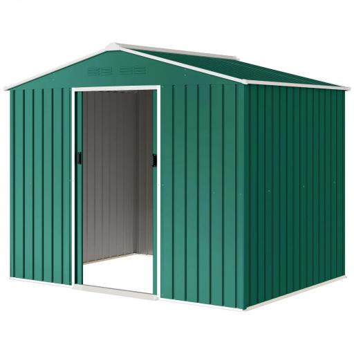 Cobertizo de Jardín Exterior 3,6 m² 236x171x191 cm con Puertas Correderas y Ranuras de Ventilación Verde [8]
