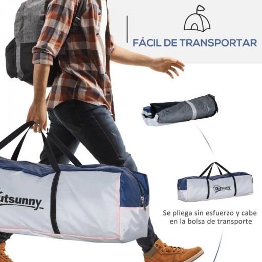 Carpa Portátil de Camping para 6-8 Personas con 4 Mosquiteros Gancho y Bolsa Anti-UV 350x350x230 cm Blanco y Azul [3]