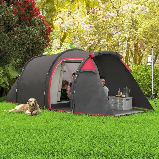 Tienda de Campaña Familiar 2-3 Personas Plegable Impermeable a Prueba de UV 20+ con Vestíbulo 426x206x154 cm Gris Oscuro