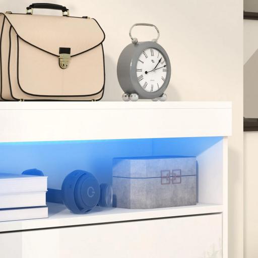 Armario Zapatero con Luces LED y 2 Cajones Abatibles para 12-16 Pares de Zapatos 80x24x99,5 cm Blanco Brillante [7]