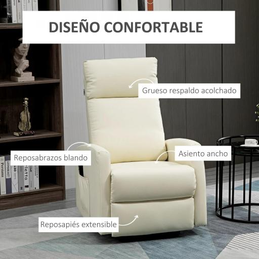 Sillón Levanta Personas Sillón Relax Eléctrico Sillón Elevador Reclinable 145° con Control Remoto 67x95x105 cm Crema [5]