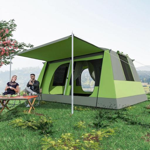Tienda de Camping para 4-8 Personas con Mosquitera Gancho y Bolsa de Transporte Anti-UV 405x305x225 cm Verde [7]