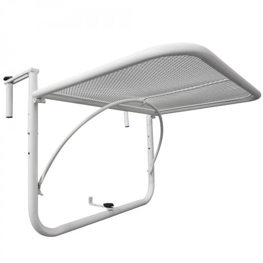 Mesa Colgante de Balcón con Brazo Regulable y Altura Ajustable en 3 Posiciones Marco Metálico 60x56x50 cm Blanco [6]