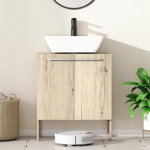 Mueble Bajo de Lavabo para Baño Compacto con 2 Puertas de Armario 60x30x70 cm [5]