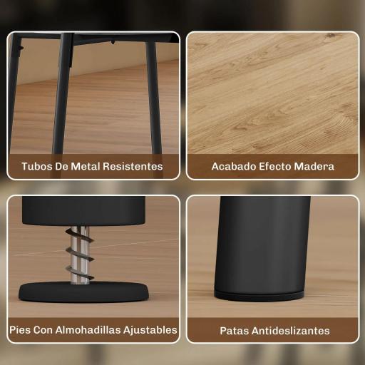 Juego de Mesa y 4 Sillas de Comedor Redonda Estilo Industrial Marco Metálico para Espacios Pequeños Salón Natural [3]