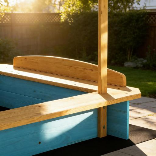 Arenero para Niños de Madera con Techo 3 Bancos 2 Cajas de PP Forro para Niños de 3-6 Años 128x118x121 cm Azul [7]