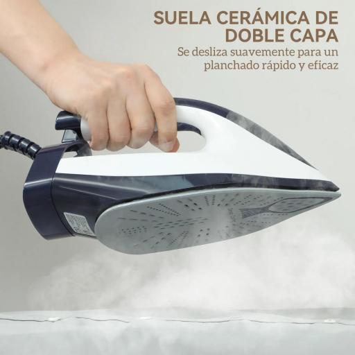 Centro de Planchado 2800W 100 g/min Función ECO Suela de Cerámica Doble Capa Antical Depósito Extraíble 2 L Azul [2]