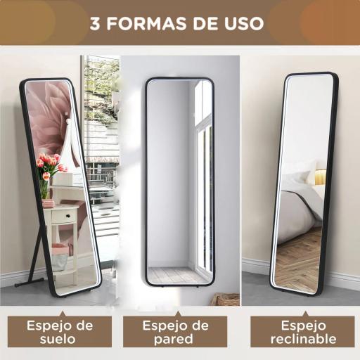 Espejo de Cuerpo Entero con Luces LED Espejo de Pie 151,5x50 cm Independiente o Pared con Luz Ajustable de 3 Colores [2]