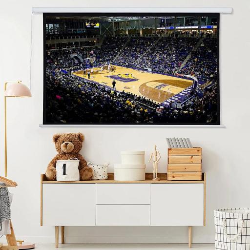 Pantalla del Proyector Eléctrica Portátil Universal 84 Pulgadas Pantalla para Proyección Motorizada 4:3 con Control Remoto Cine en Casa Presentaciones Colgada de Pared