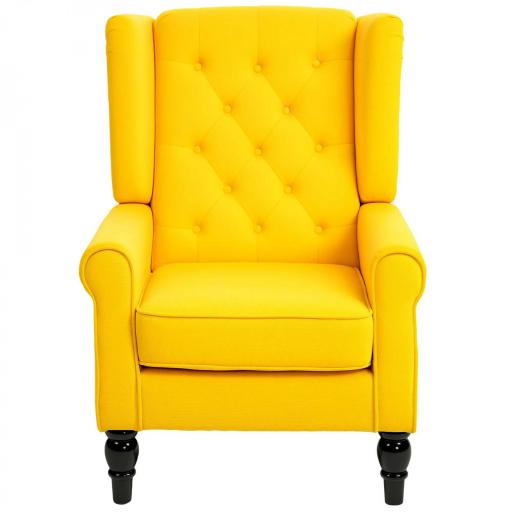 Sillón de Salón con Reposabrazos y Patas de Madera Butaca Carga 160 kg para Dormitorio Oficina 74x86x102 cm Amarillo [8]