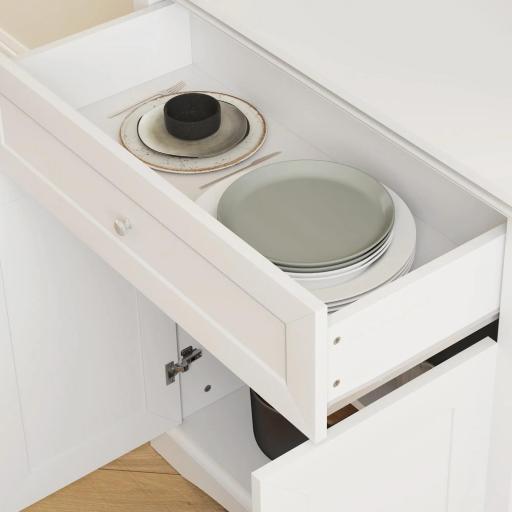 Alacena de Cocina con 1 Cajón 4 Puertas y Estantes Ajustables Carga 50 kg Mueble de Cocina 79x40x180 cm Blanco [7]