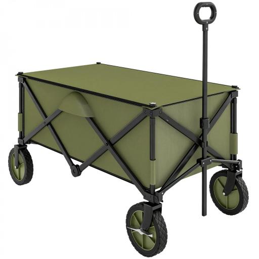 Carro Plegable de Transporte con Mango Telescópico Tablero Plegable y 5 Bolsillos para Playa 108x55x93 cm Verde [11]