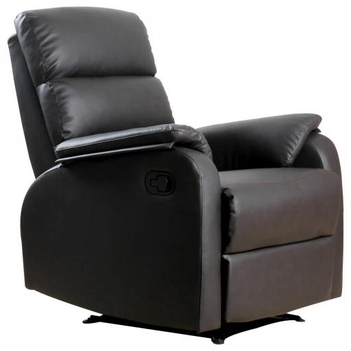 Sillón Relax Reclinable Manual, Sillón Relax Tapizado en PU con Reposapiés Retráctil, Acolchado Grueso, Butaca Reclinable hasta 160º, para Salón, Dormitorio, Marrón, 75x92x99 cm [8]