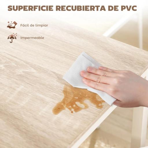 Juego de Mesa y 4 Sillas de Comedor Estilo Moderno Marco Metálico para Espacios Pequeños Blanco [3]