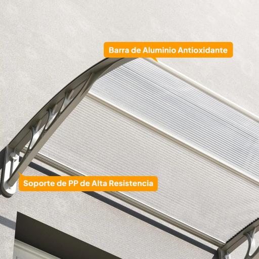 Marquesina para Puertas y Ventanas 100x75 cm con Paneles de Policarbonato Barra de Aluminio Transparente [6]
