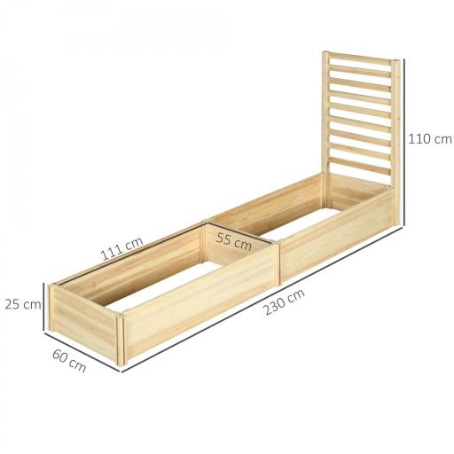 Jardinera Exterior Grande de Madera con Enrejado para Plantas Trepadoras 2 Cajas de Cultivo 230x60x110 cm Natural [1]