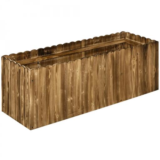 Jardinera de Madera Jardinera Elevada para Cultivos Verduras Flores en Patio Balcón Terraza 120x40x40 cm Carbonizada [10]