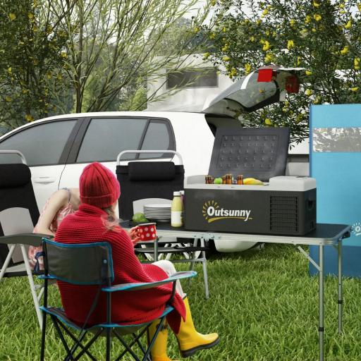 Nevera de Coche 16L -20℃-10℃ 12 / 24V DC y 100-240V CA con Modos ECO/MAX para Camping Viajes 60x32x26 cm Negro y Gris [0]