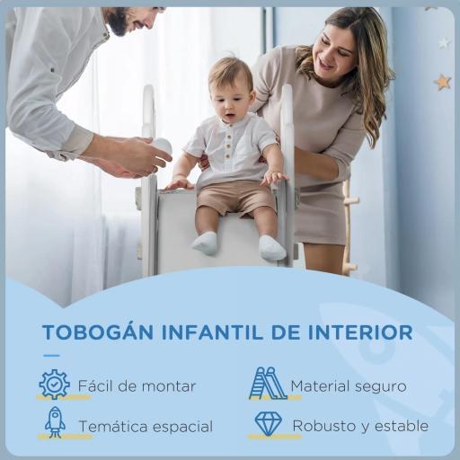 Tobogán Infantil para Niños de 18-36 Meses con 3 Escalones Antideslizantes para Interior Exterior 157x46,5x80 cm Gris [2]
