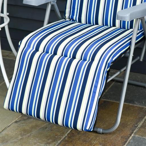  2 Tumbonas de Jardín de Acero con Cojín Acolchado Respaldo Ajustable y Reposapiés 60x75x65-102 cm Rayas Azul [7]