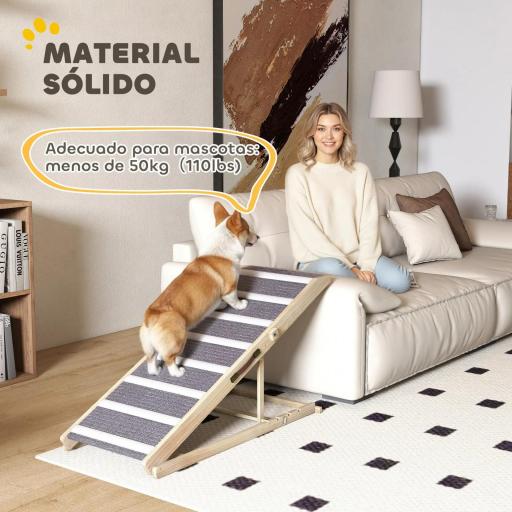 Rampa para Perros Plegable y Altura Ajustable 41-60 cm Rampa para Mascotas de Madera con Alfombrilla Antideslizante [6]