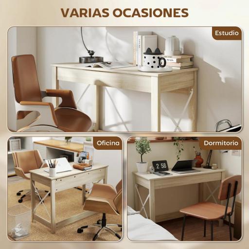 Escritorio Moderno Mesa Escritorio Mesa de Ordenador Fácil de Montar para Oficina Estudio 105x50x76 cm Natural [7]