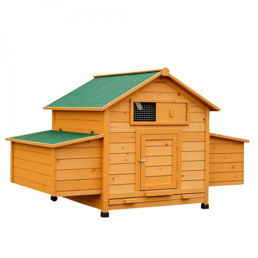 Gallinero para Exterior 150x100x96,5 cm Gallinero de Madera con 2 Nidos Bandeja Extraíble Techo Abatible Natural [9]